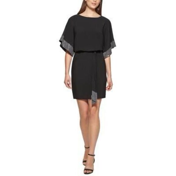 Petites Womens Blouson Mini Cocktail and Party Dress - Picture 1 of 3